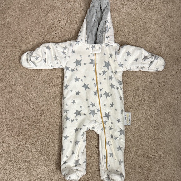 Minky Couture Other - Minky Couture Starry Night Hooded Baby Footie